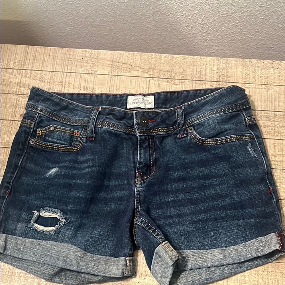 Aeropostale Blue Jean Shorts with Distressed Details